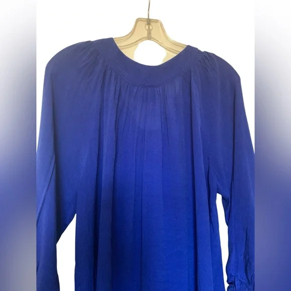 EMMA K Royal Blue Button-Up Blouse Shirt Top Flowy Silhouette Woman’s Shirt Top - Picture 5 of 7